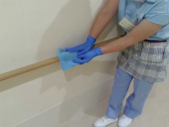 手すりの拭き掃除をしたり!